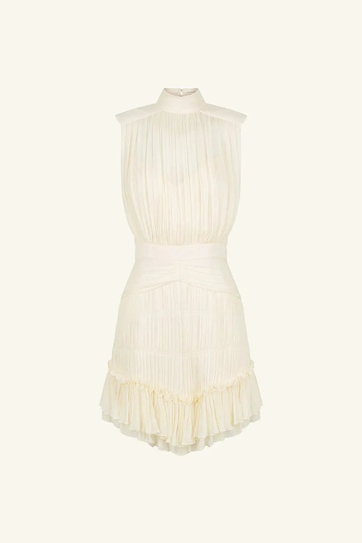 Shona Joy Victoria Sleeveless Ruched Mini Dress Cream Size 10 photo 4