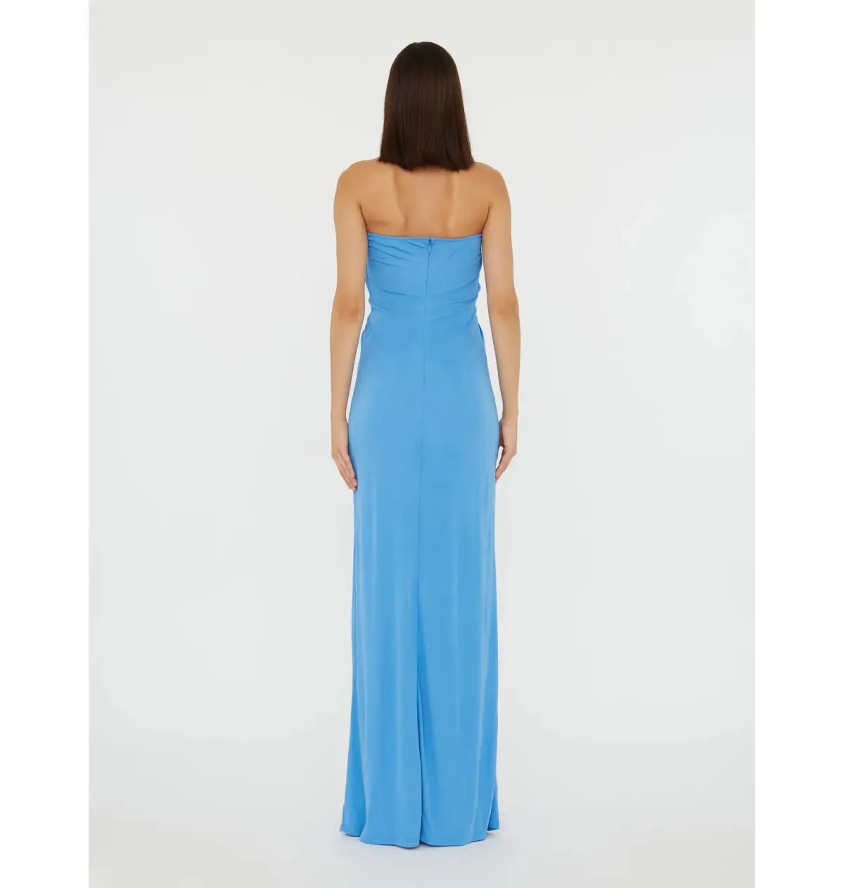 Christopher Esber Arced Palm Strapless Dress in Boston Blue Size AU 10 photo 3
