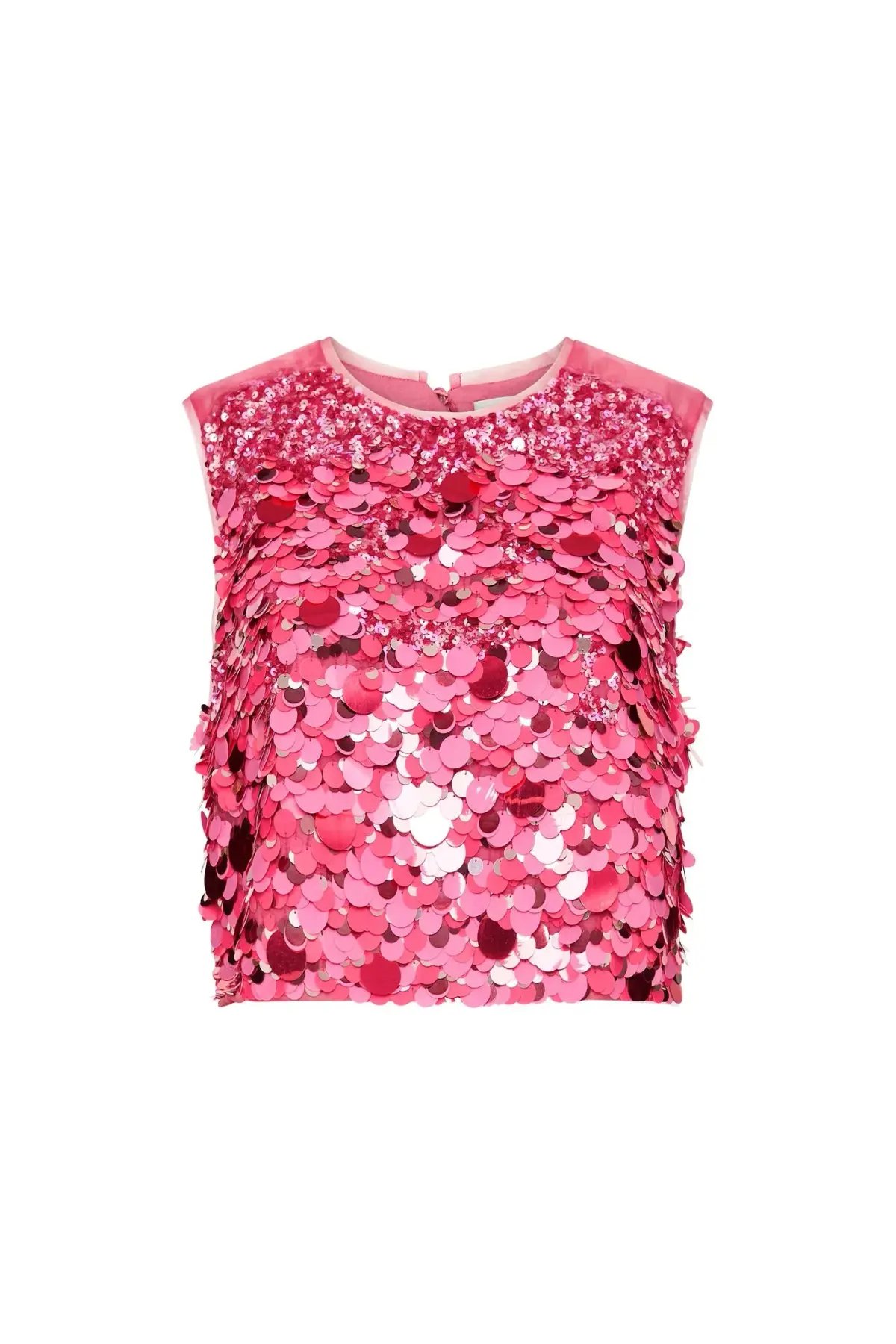 Aje Celeste Sequin Shell Top Pink/Red Size 12 photo 2