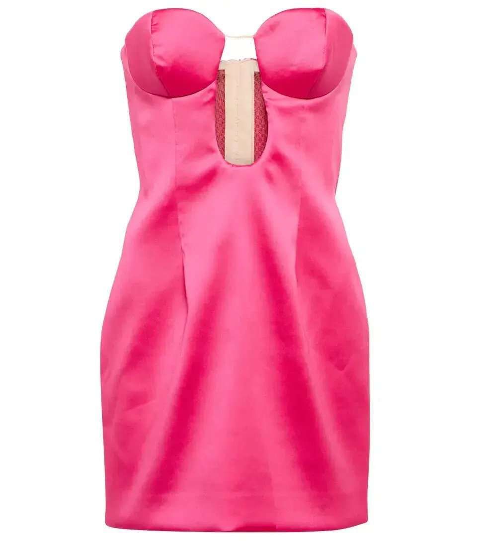 Magda Butrym Strapless Satin Bustier Mini Dress Pink Size 8 photo 3