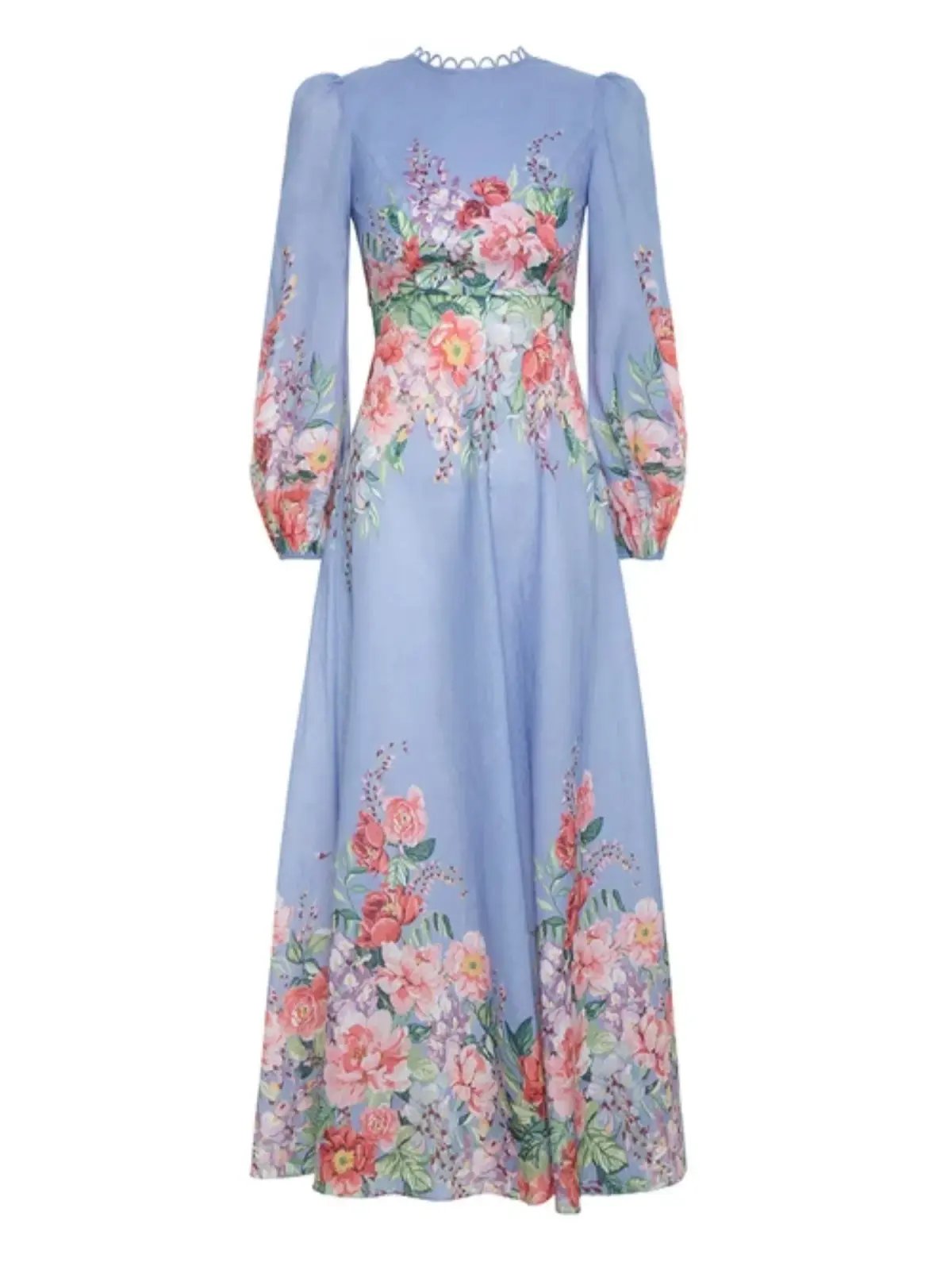 Zimmermann The Bellitude Floral Long Dress in Cornflower Floral Size 3 / AU 14 photo 3