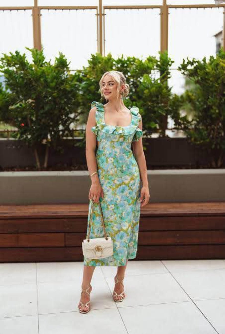 Zimmermann High Tide Open-back Ruffled Floral-print Linen Midi Dress Size 2 photo 3