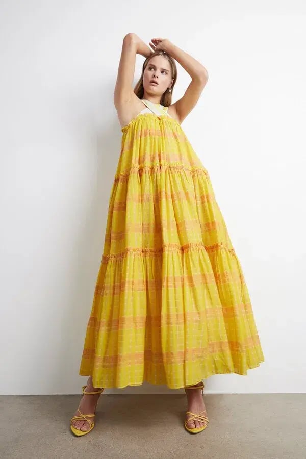 Aje Wilderness Tiered Maxi Dress Yellow Size AU 6 / US 2 photo 2