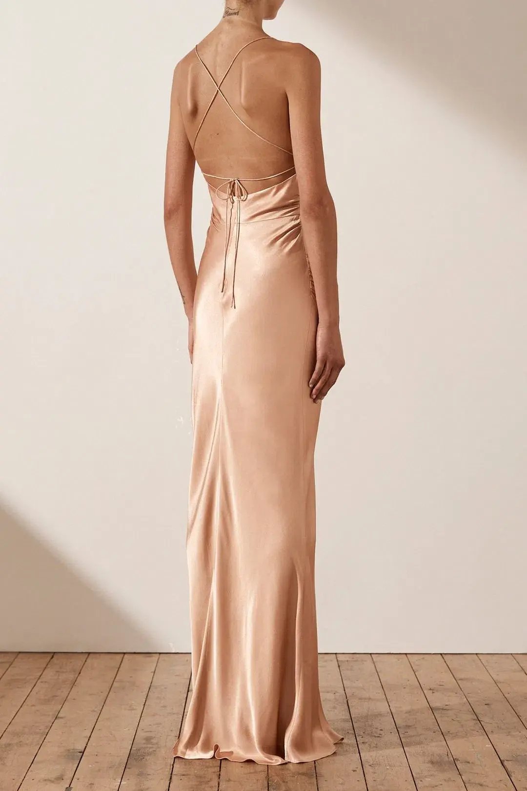 Shona Joy La Lune Lace Back Maxi Dress Desert Rose Size 10 photo 3
