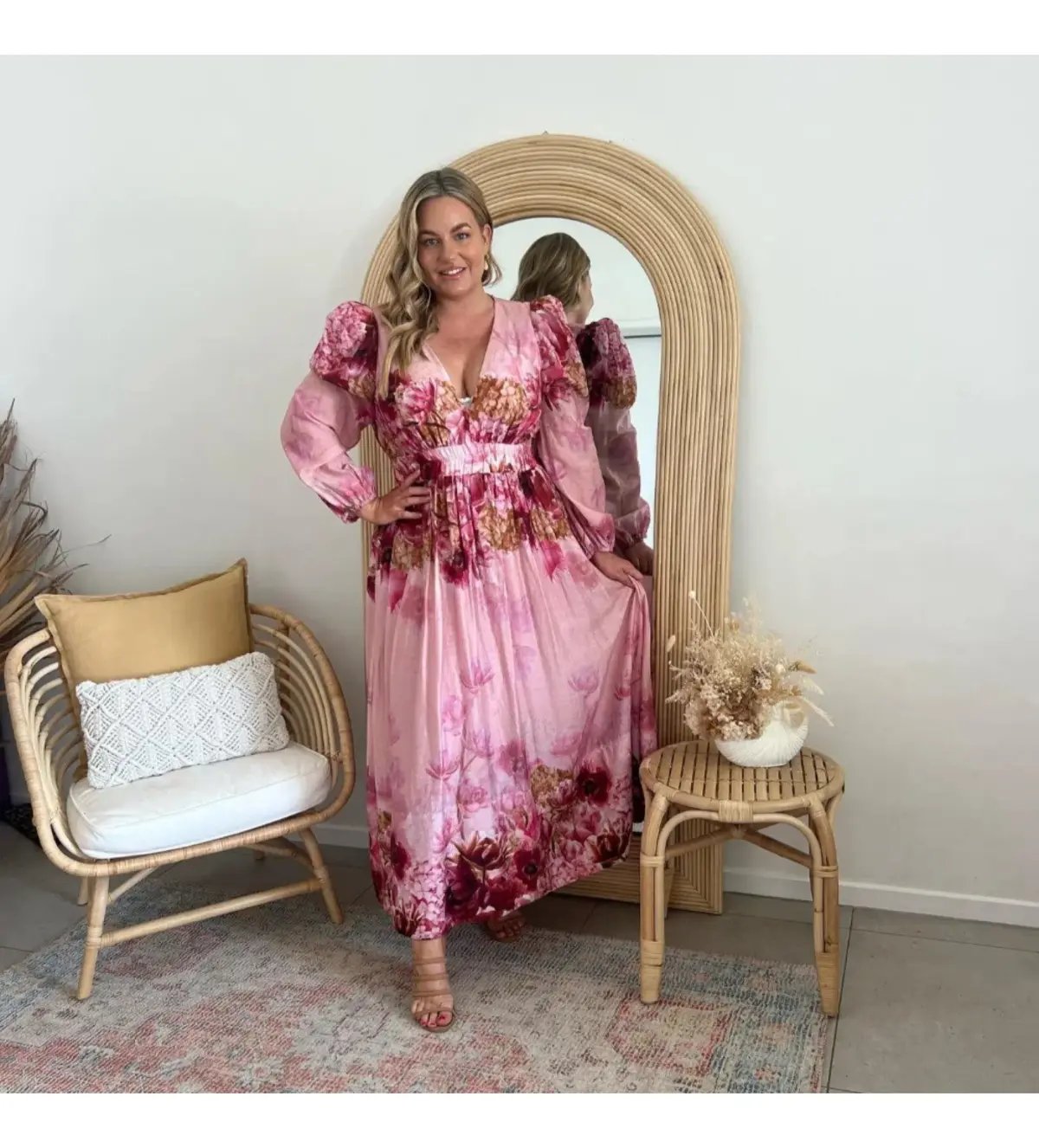 Sheike Swan Lake Midi Dress Pink Floral Size AU 16 photo 2