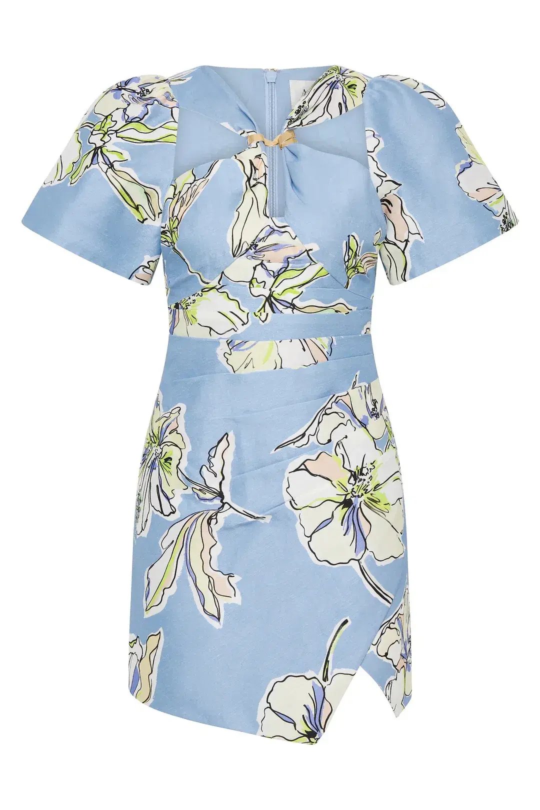Aje Presence Twisted Mini Dress Blue Hibiscus Size AU 10 photo 6
