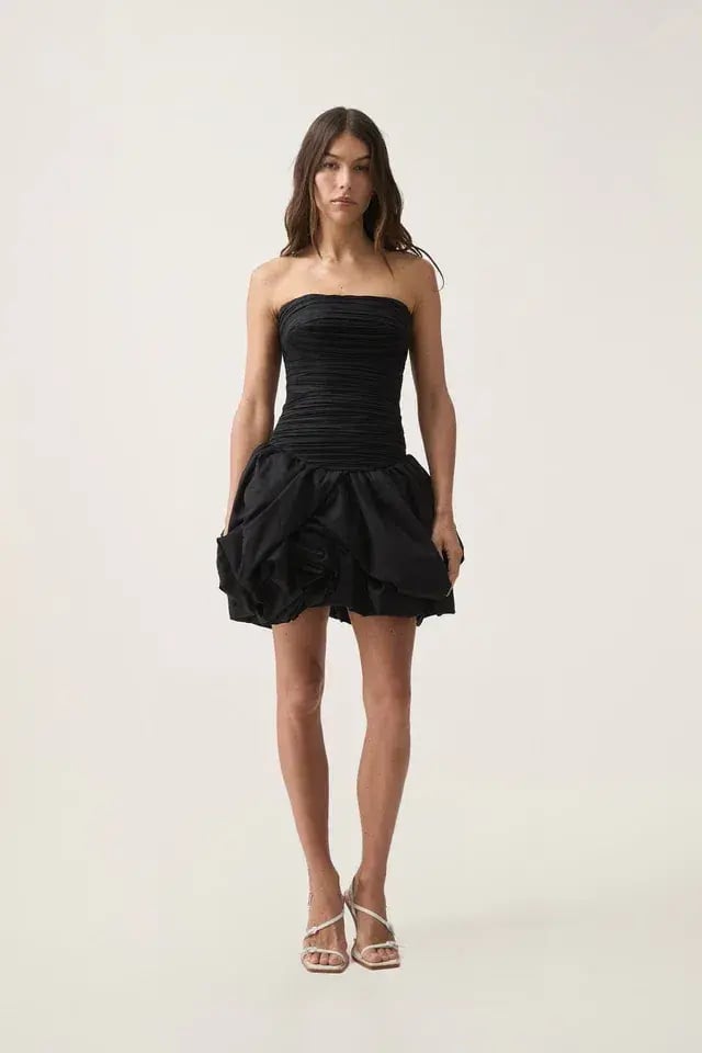 Aje Violette Bubble Hem Mini Dress Black Size 8 photo 2