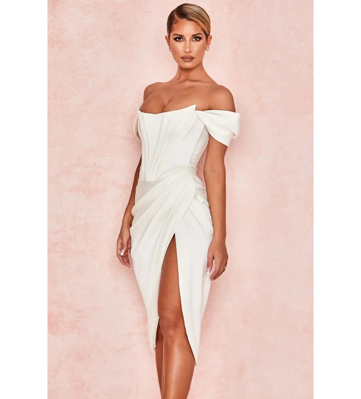 House Of CB Loretta Midi Dress Ivory Size 8/XS photo 3