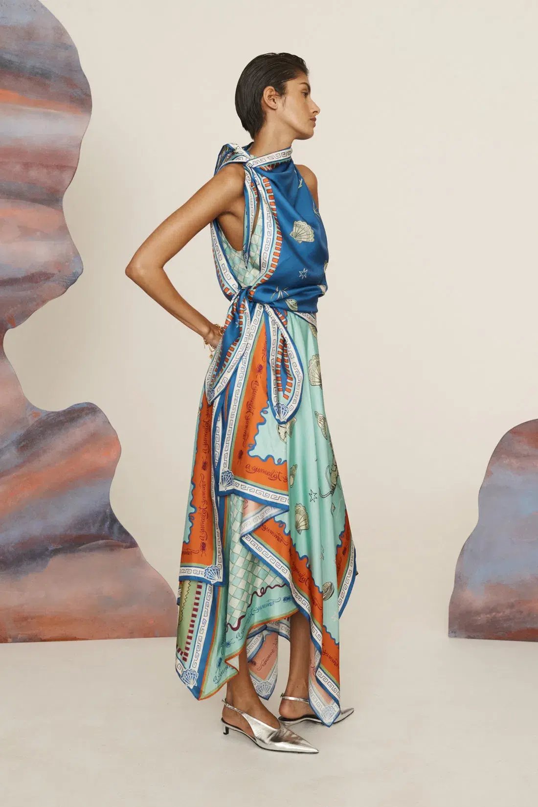 Alemais Surrealist Summer Scarf Midi Dress Multi Size AU 12 photo 2