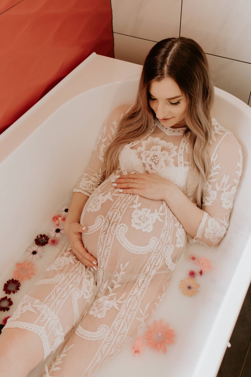 Mama Rentals Madeleine Ivory Lace Midi Dress photo 2