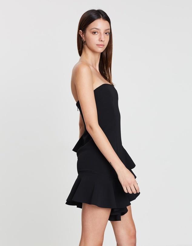 By Johnny Lily Strapless Flounce Mini Dress Black Size 6 photo 2