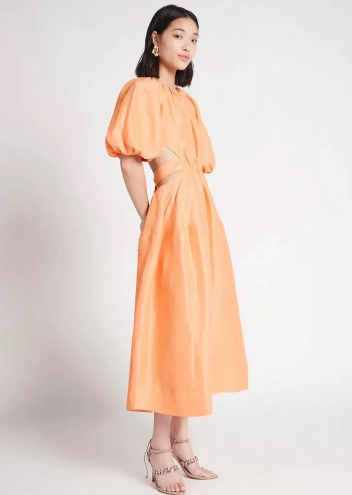 Aje Mimosa Cutout Midi Dress In Mandarin Size 12 photo 4