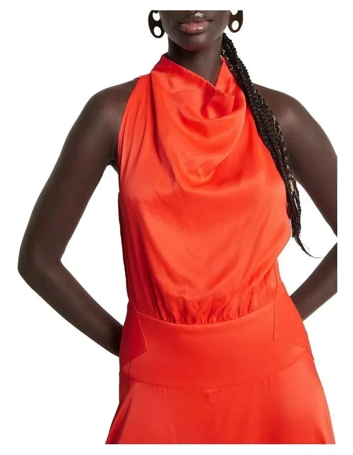Sass & Bide Past Lives Cowl Neck Midi Dress Orange Size 10 photo 2