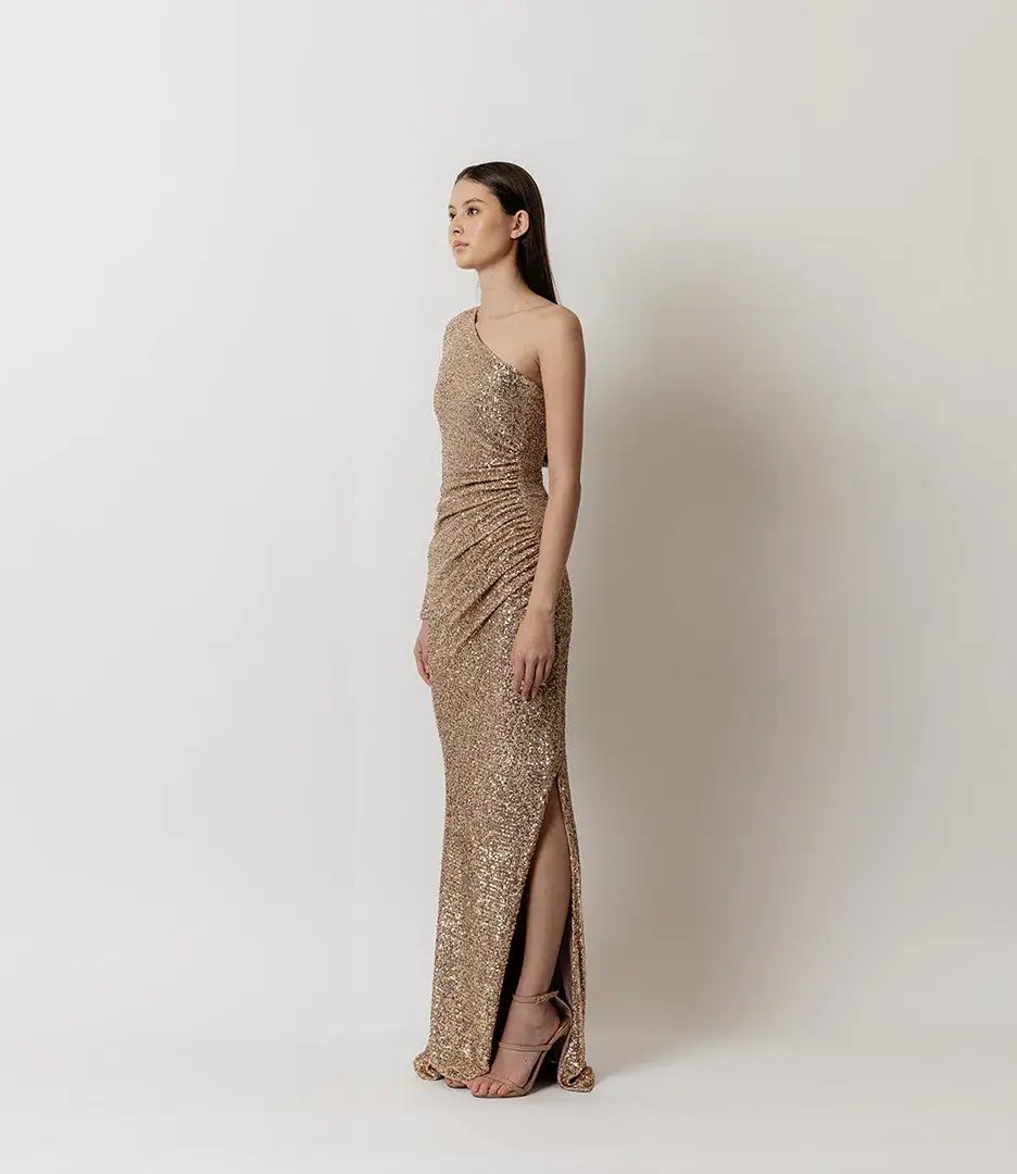 Meraki Freja Sequin Dress Gold Size 12 photo 2