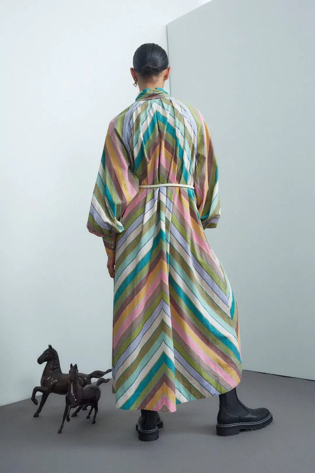Alemais Lillian Midi Dress Multi Stripe Size 14 photo 2