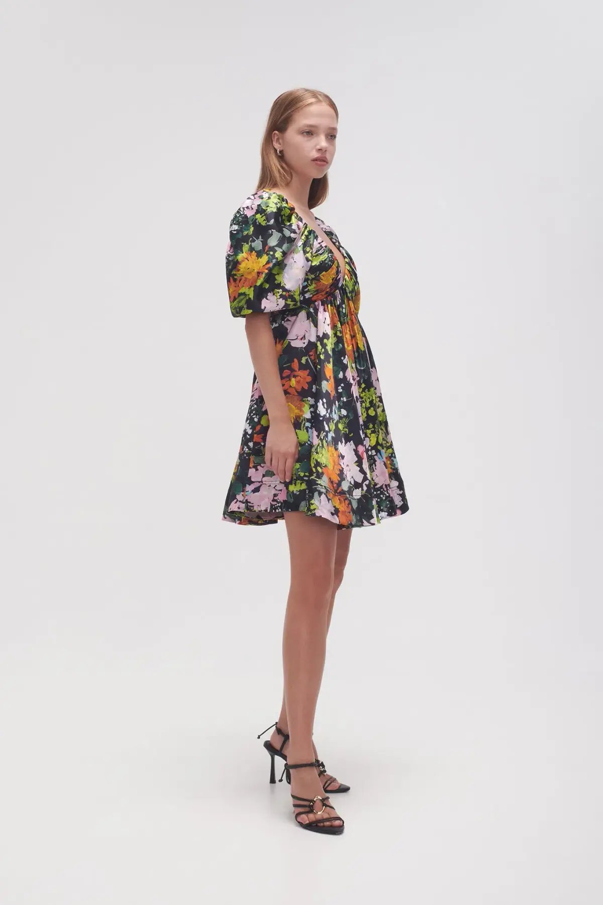 Aje Gabrielle Plunge Mini Dress in Midnight Floral Print Size 8 photo 5