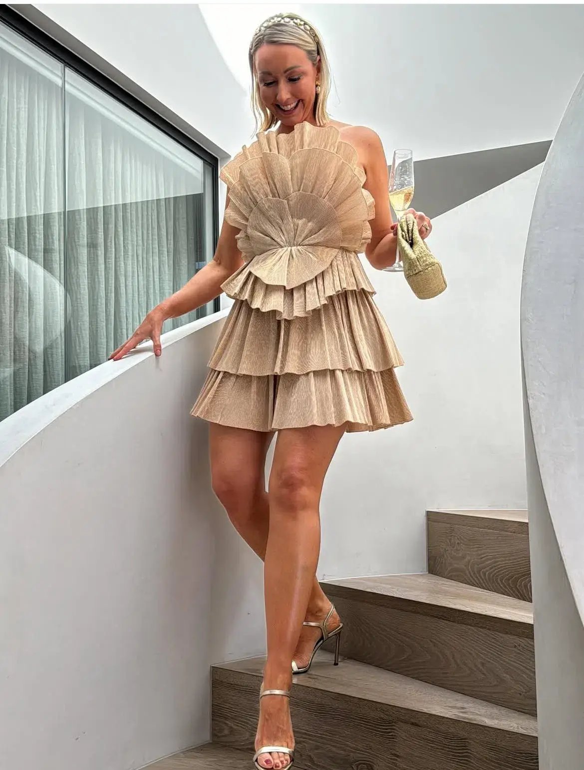 Aje Kyra Mini Dress in Gold Size 8 photo 3