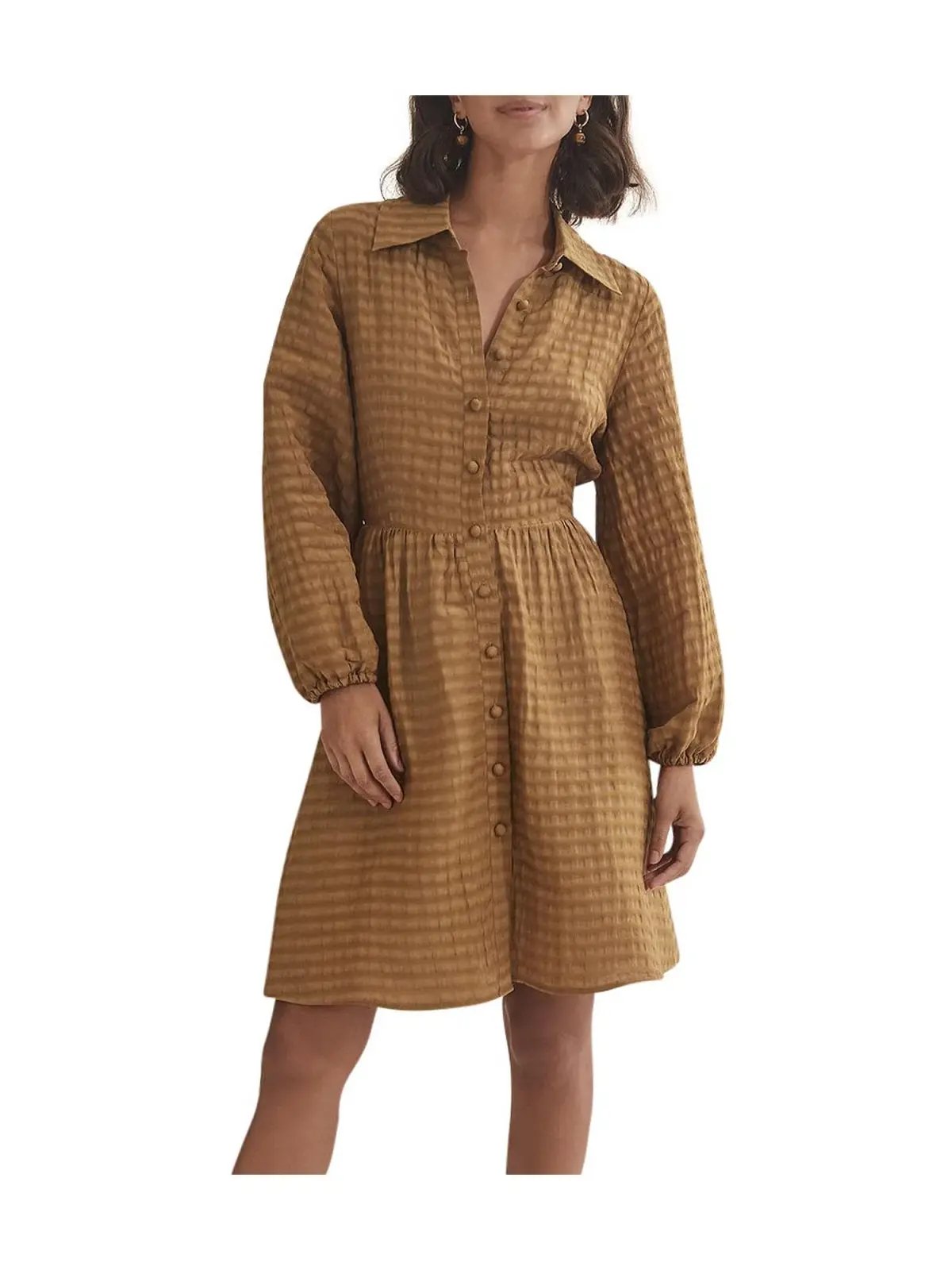Country Road Puff Sleeve Mini Dress Brown Size 10 photo 2