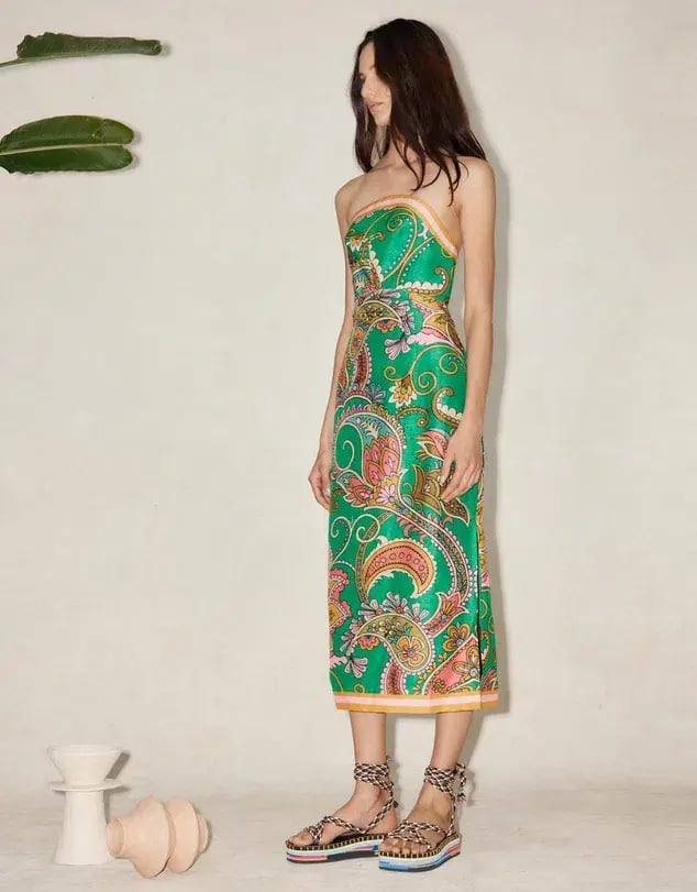Alemais Marion Bodice Dress Emerald/Print Size 8 photo 2