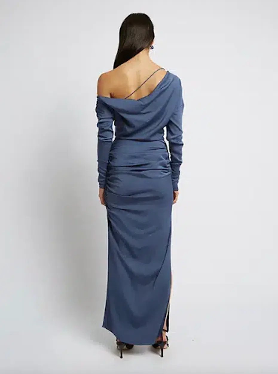 Christopher Esber Multi Gather Column Dress Denim Size 4 AU photo 2