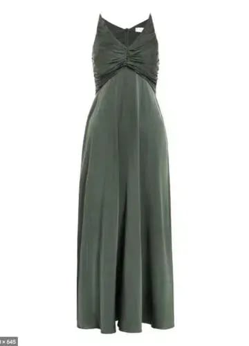 Zimmermann Silk Ruched Picnic Dress in Bottle Green Size 1 / Au 10 photo 2