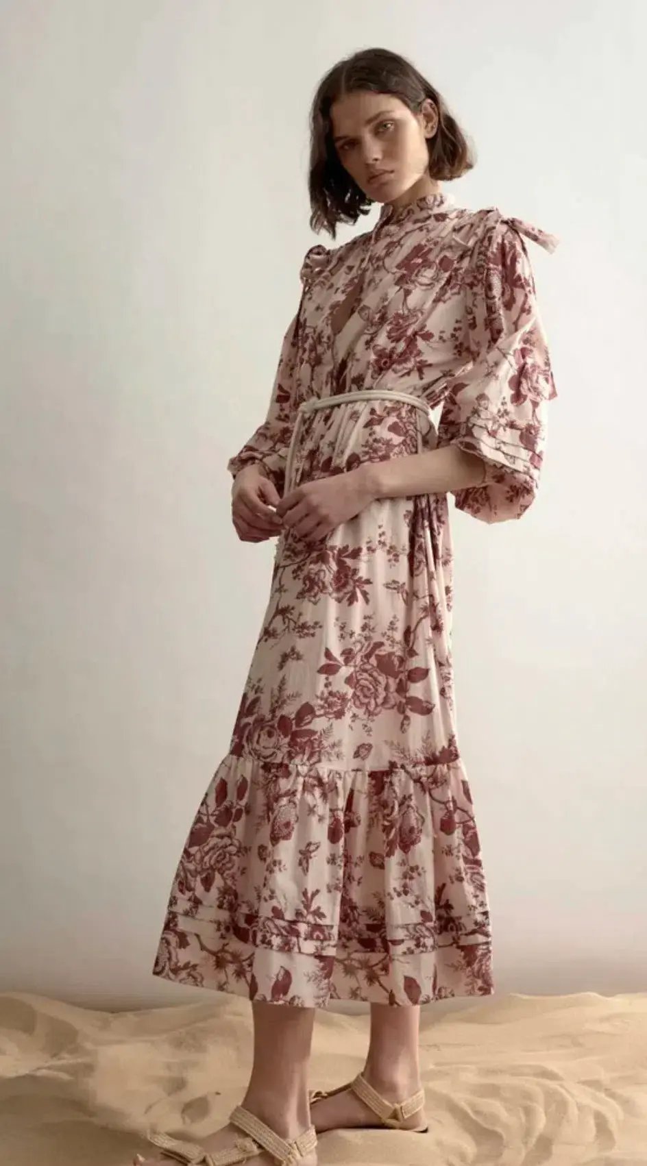 Alemais Heather Tie Shoulder Midi Dress Floral Size AU 6 photo 2