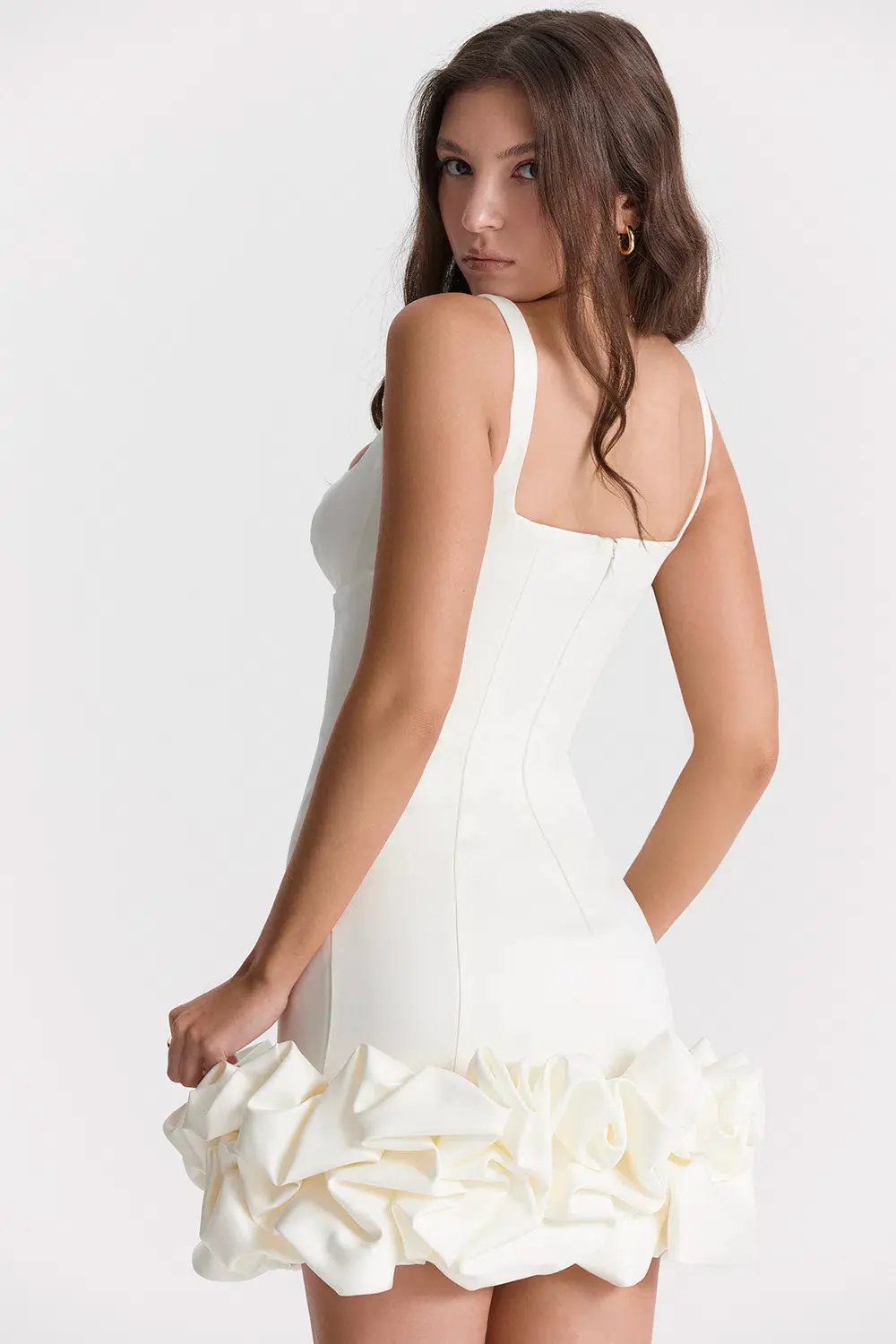 House of CB Lilou Ruffle Hem Mini Dress Ivory Size XS / AU 6 photo 3