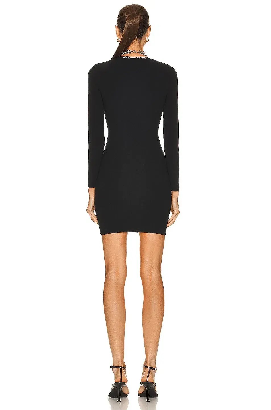 Alexander Wang Logo Bodycon Scoop Neck Mini Dress Black Size S photo 3