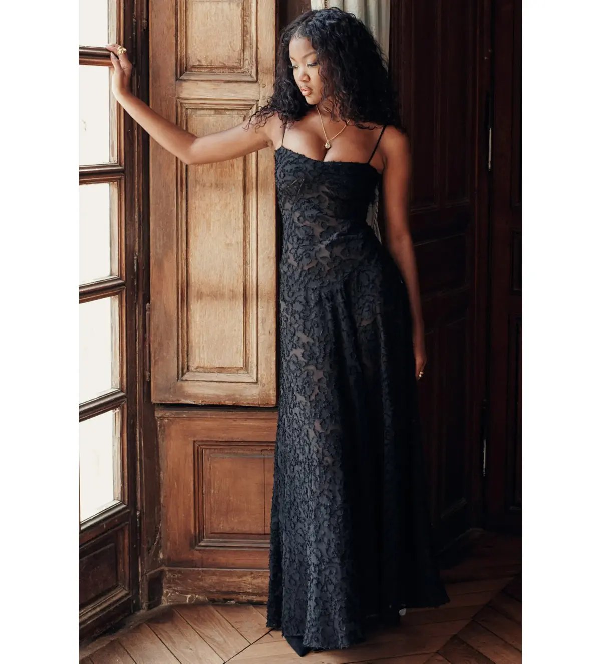 House of CB Seren Floral Lace Back Maxi Dress Black Size XS / AU 6 photo 4