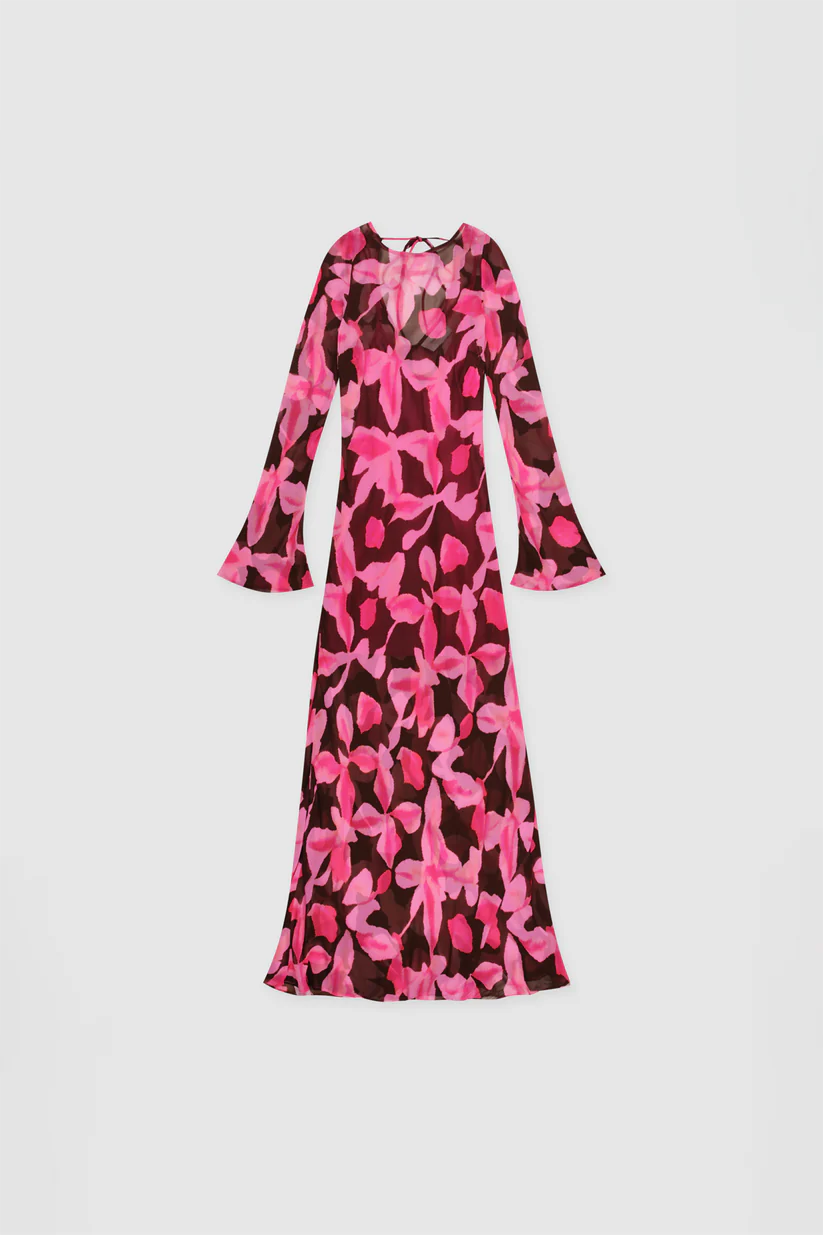 THE WOLF GANG LOTTIE MAXI DRESS - PINK CHOCOLATE FLORAL photo 8