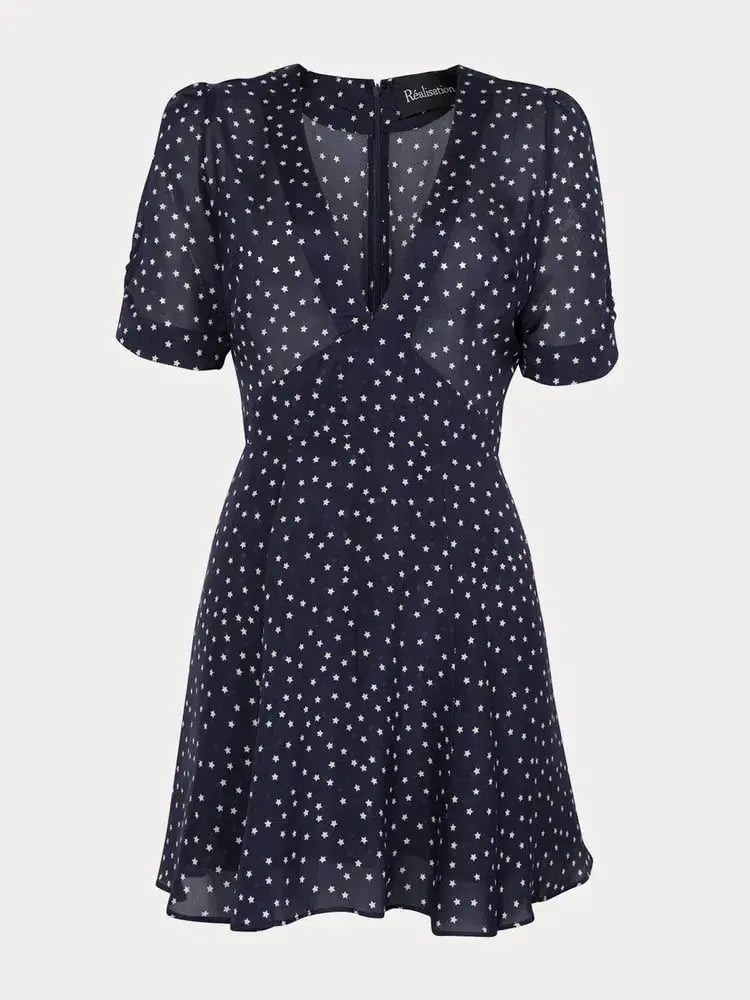Realisation Par Ozzie Mini Dress Navy Star Size 4 photo 6