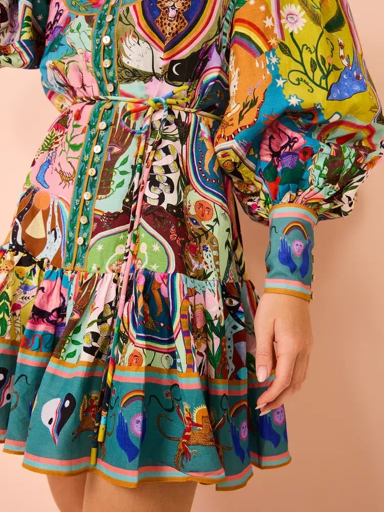 Alemais Evergreen Mini Dress In Multi Print Size 10 photo 6