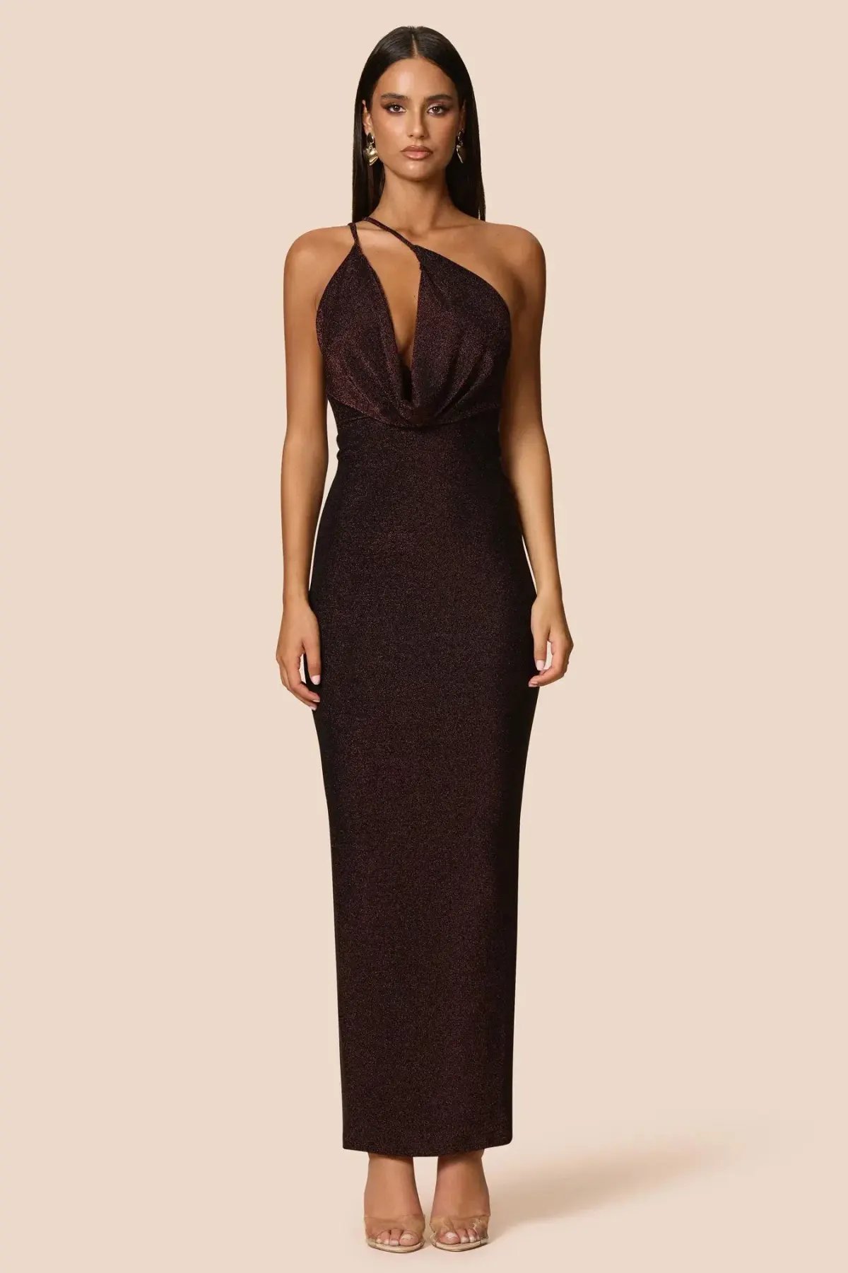 Love Nookie Bianca 2way Halter Maxi Gown Cocoa  Size 12 photo 2