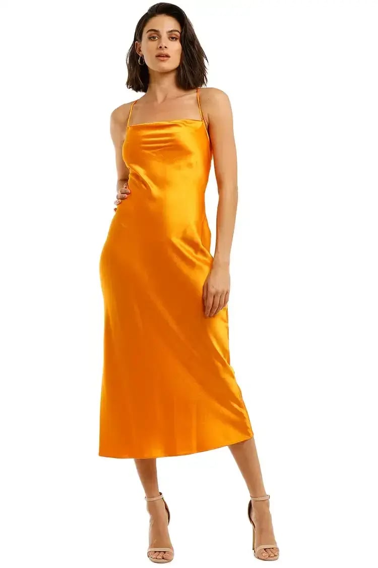 Bec & Bridge Seraphine Lace Up Midi Dress Tangerine Size 8 photo 2
