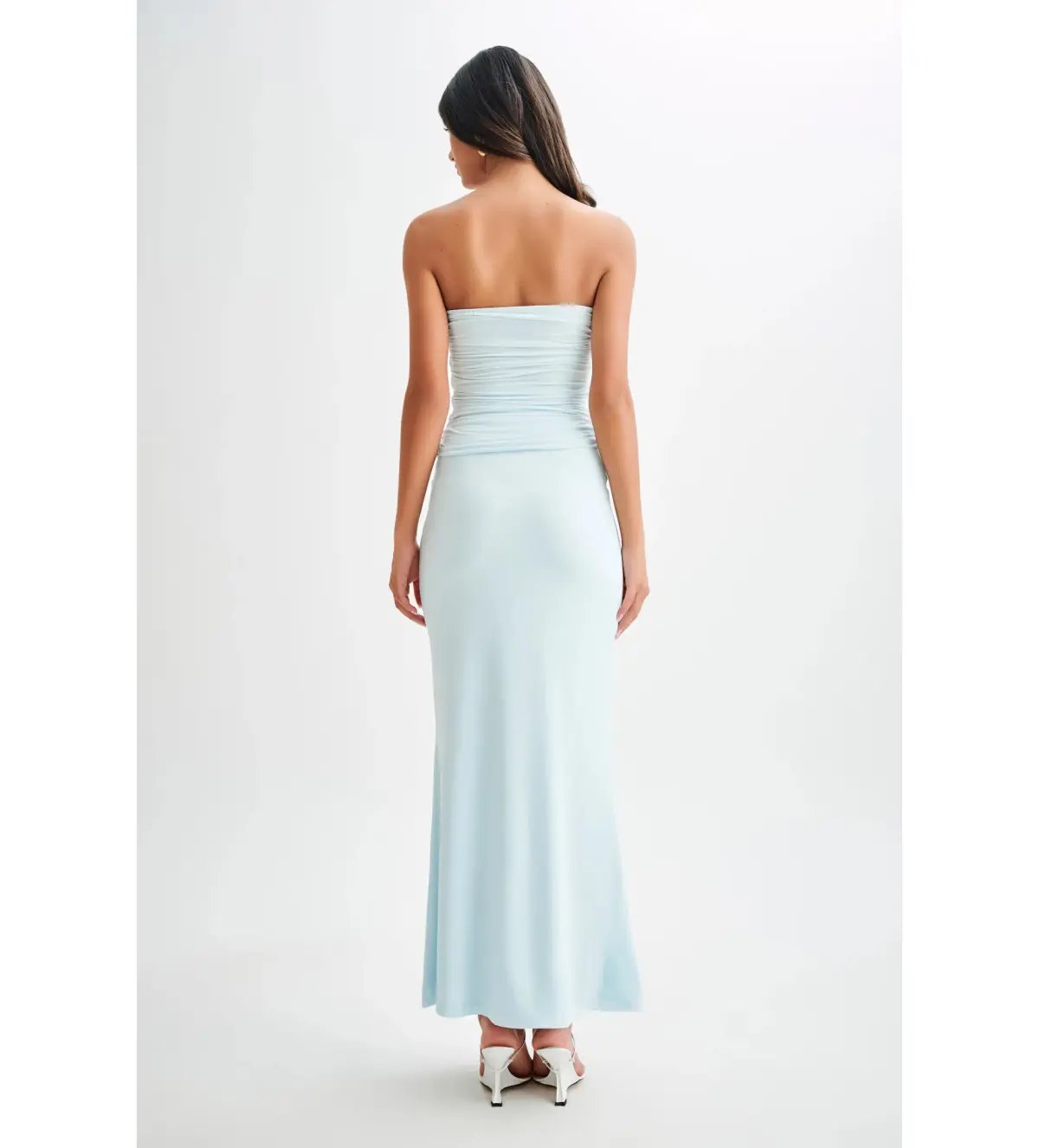 Meshki Winslet Top And Bruna Slinky Fishtail Maxi Skirt in  Sky Blue Set Size AU 10 photo 4