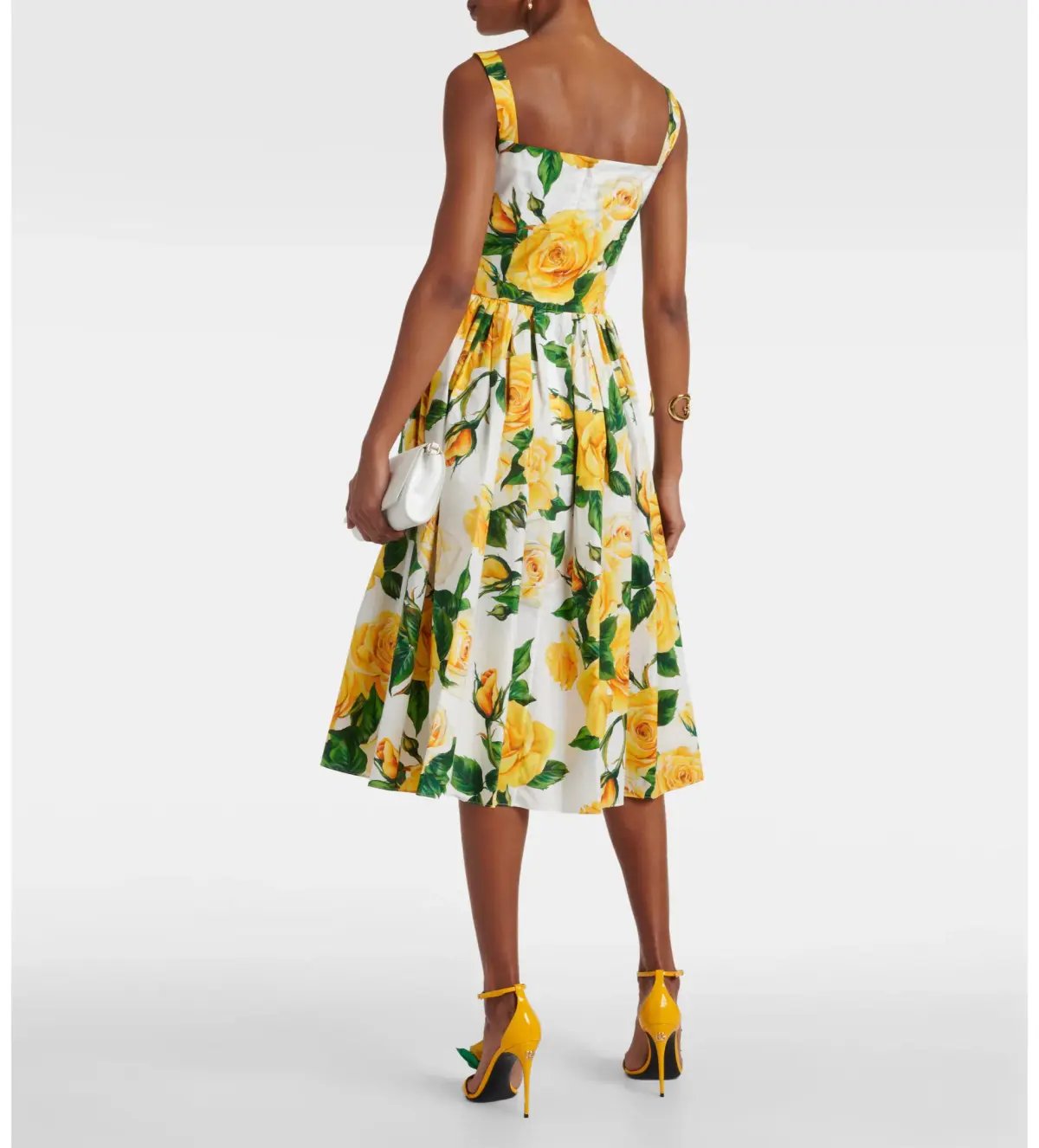 Dolce&Gabbana Rose Print Cotton Poplin Midi Dress AU 10 photo 2