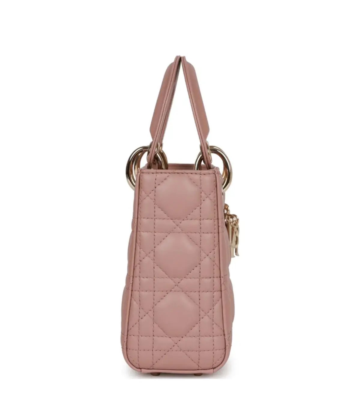 Christian Dior Mini Lady Bag Cannage Lambskin Light Gold Hardware in Blush photo 3