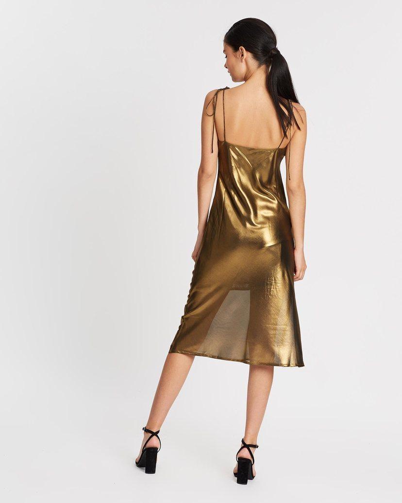 THIRD FORM Mirror Mirror Bias Slip Dress in Brass photo 3