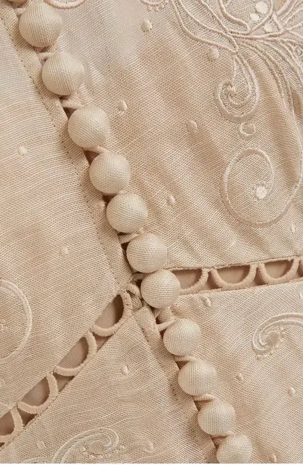 Zimmermann Bone Super Eight Embroidered Midi Dress Beige Size 1 / AU 10 photo 4