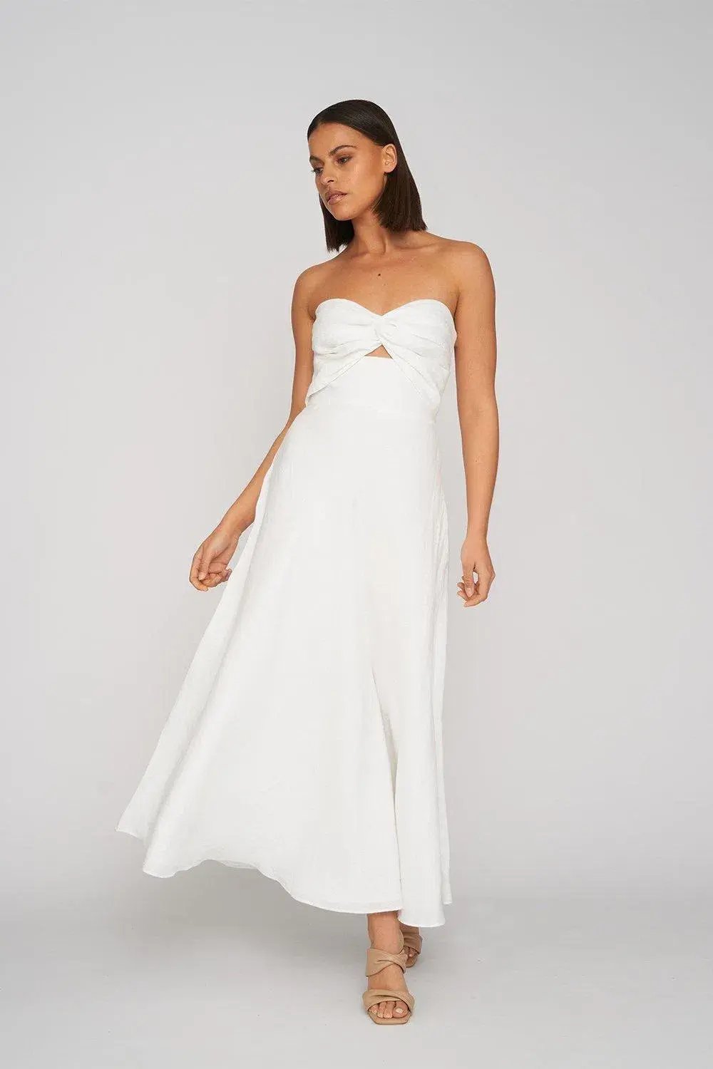 Penelope Strapless Midi Dress White photo 2