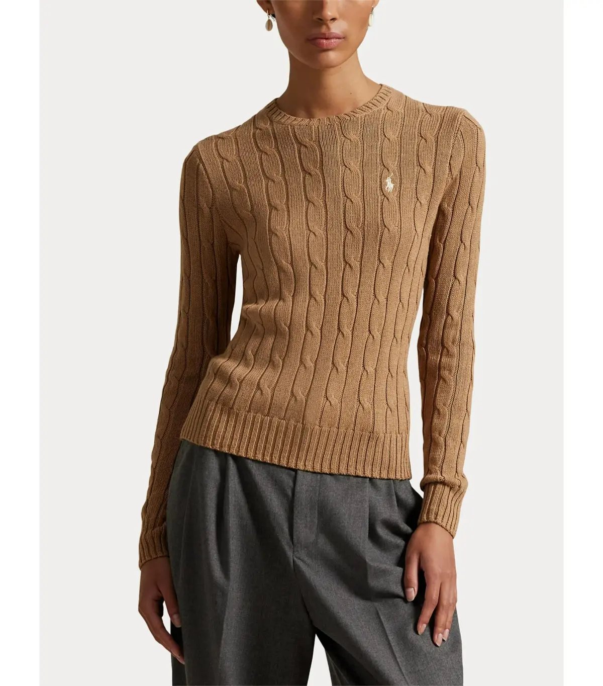 Polo Ralph Lauren Cable-knit Cotton Crewneck Sweater Neutral Size M / AU 12 photo 2