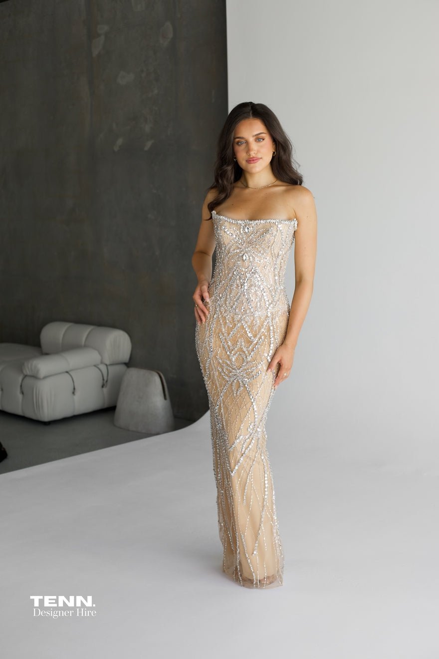 Albina Dyla Regal Gown (Off Shoulder Long Silver Dress) photo 2