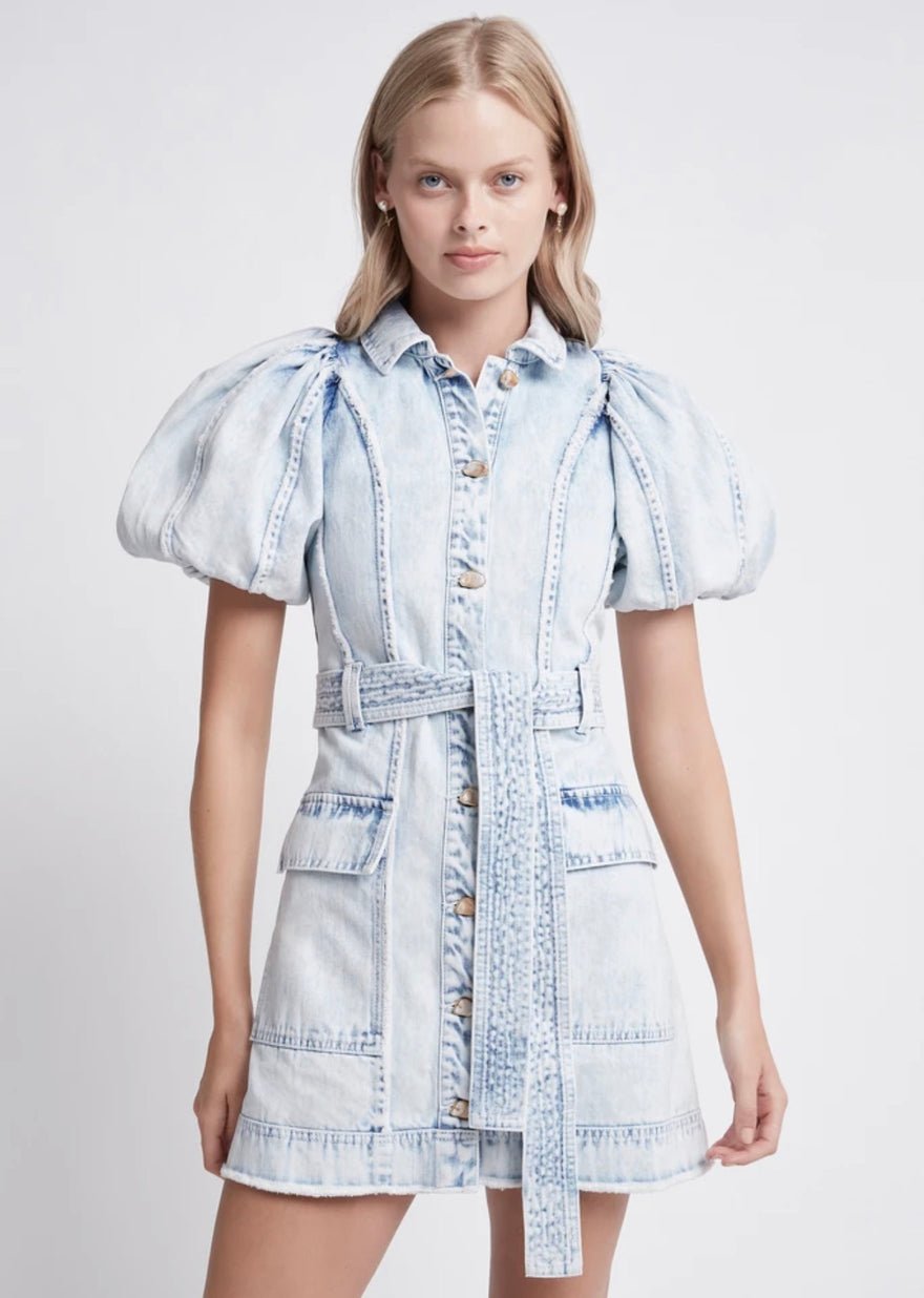 Aje Framework Denim Puff Sleeve Dress photo 4