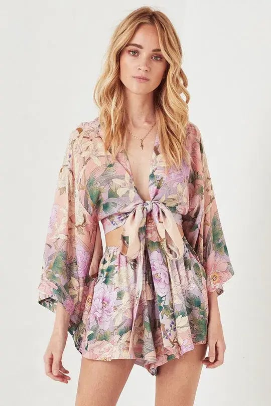 Spell Lily Kimono Top Size L and Flutter Shorts Size XL Set Print photo 5