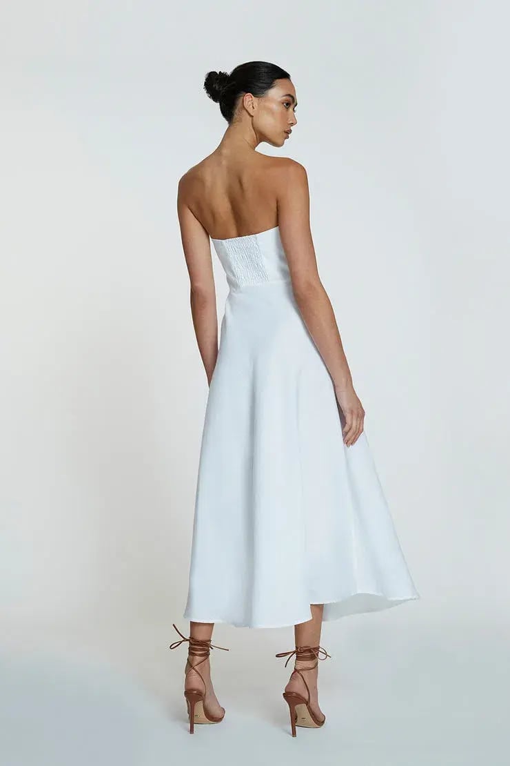 By Johnny Penelope Strapless Midi Dress Ivory Size 6 photo 3