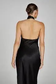 Meshki Laura Halter Satin Gown Black Size S/Au 8 photo 2