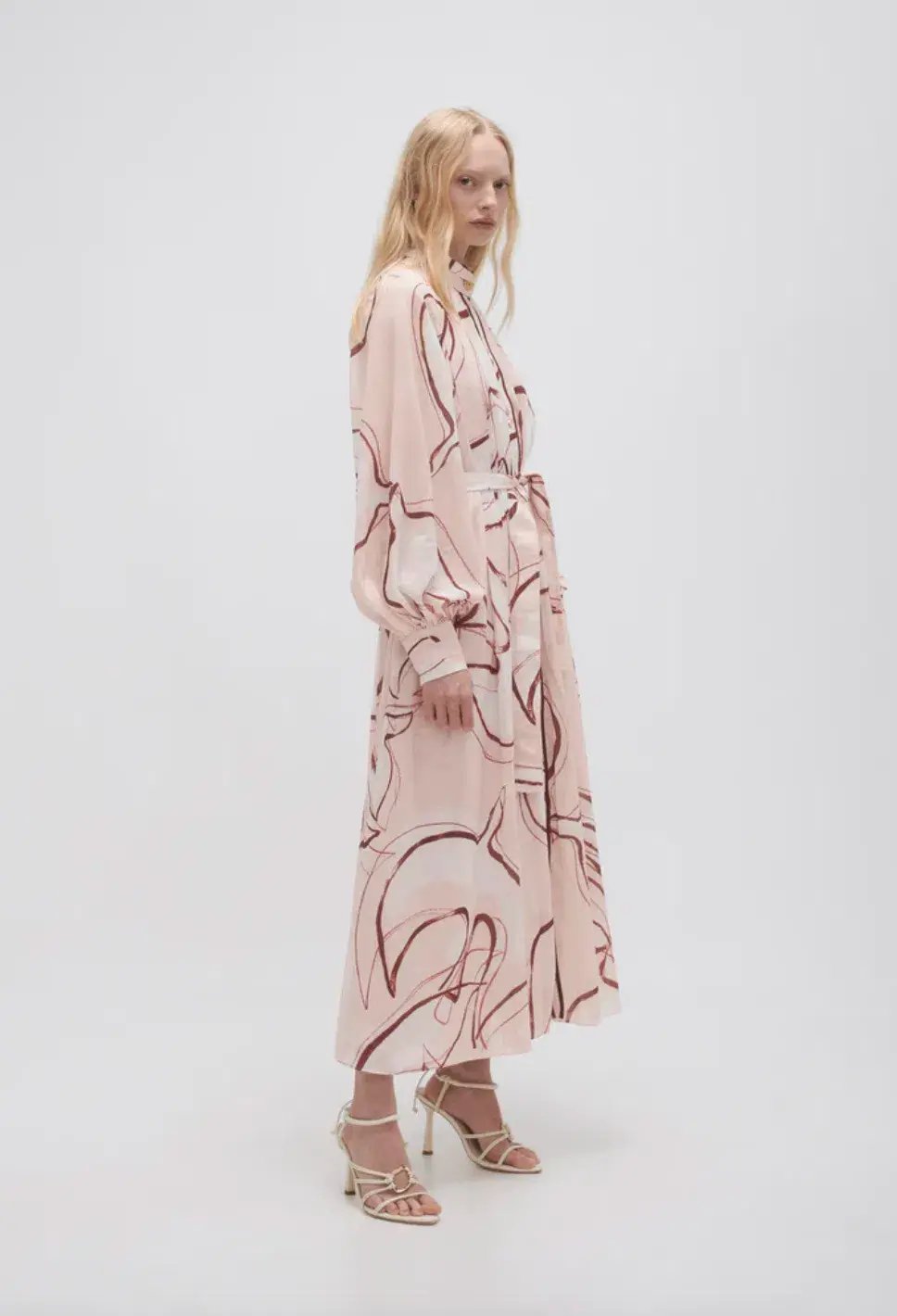 Aje Beatrice Pleated Midi Dress Whimsical Dove Size 10 photo 2