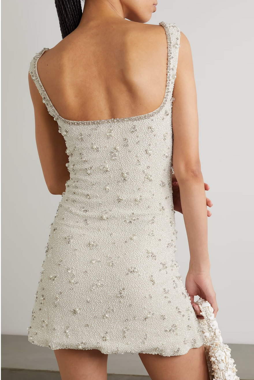 Clio Peppiatt Crystal Mini Dress - White & Silver photo 2