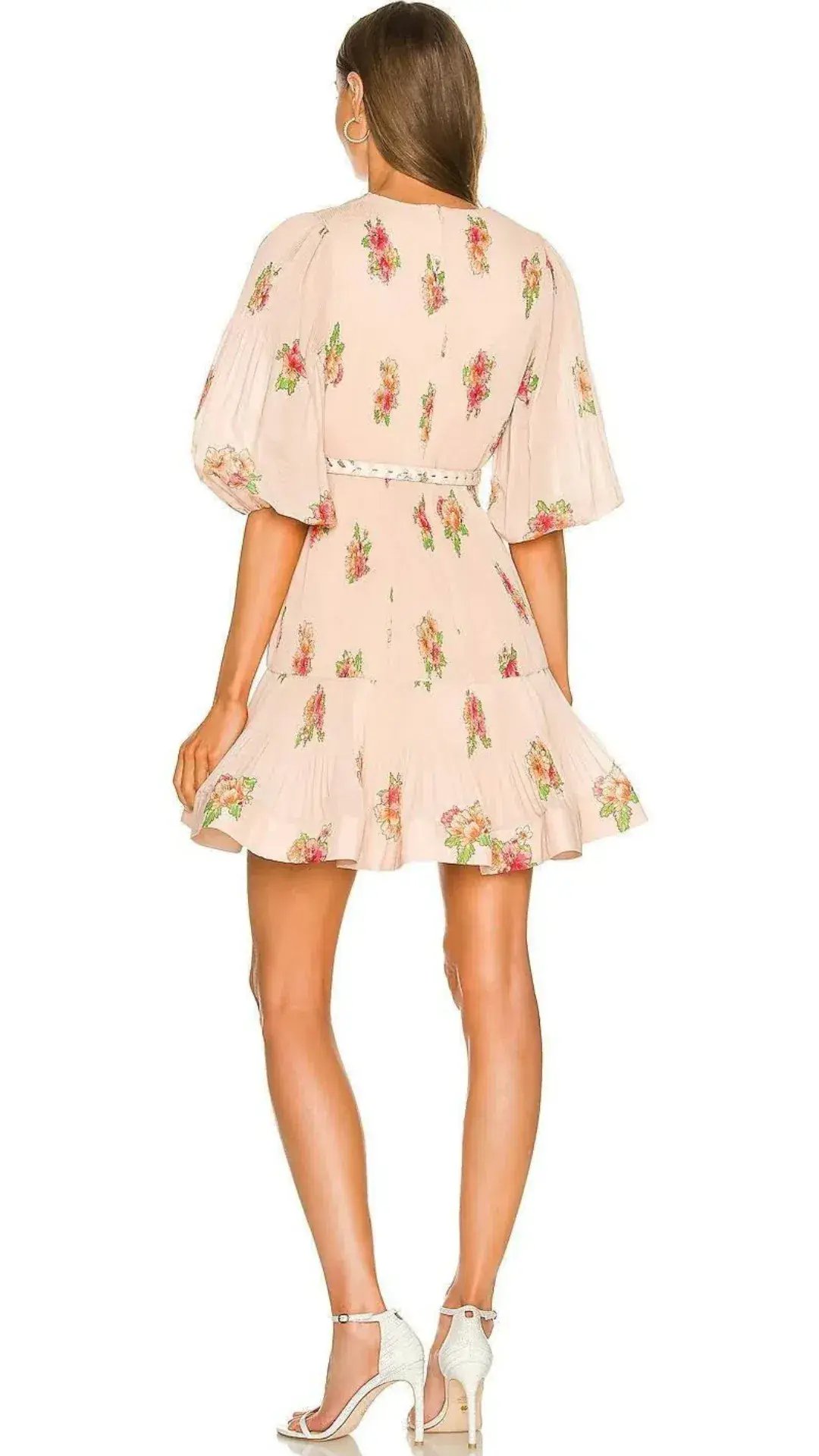 Zimmermann Pleated Mini Dress Blush Floral Size 1 photo 6