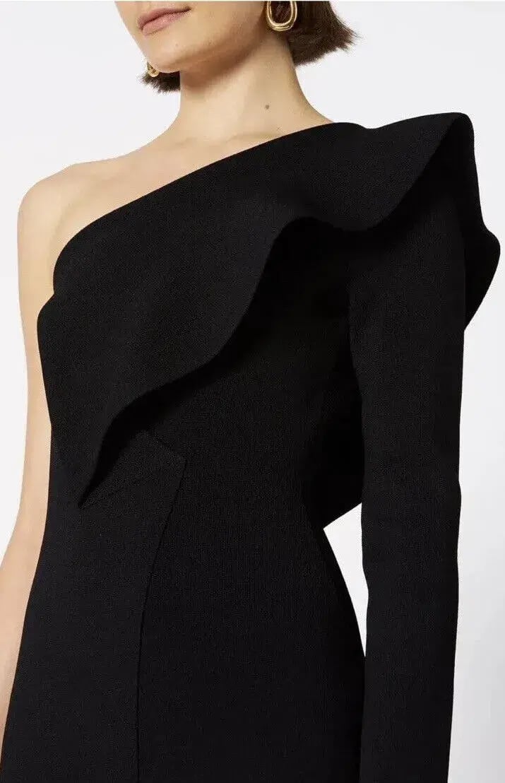 Scanlan Theodore Crepe Knit Ruffle Sleeve Dress Black Size XS / Au 6 photo 2